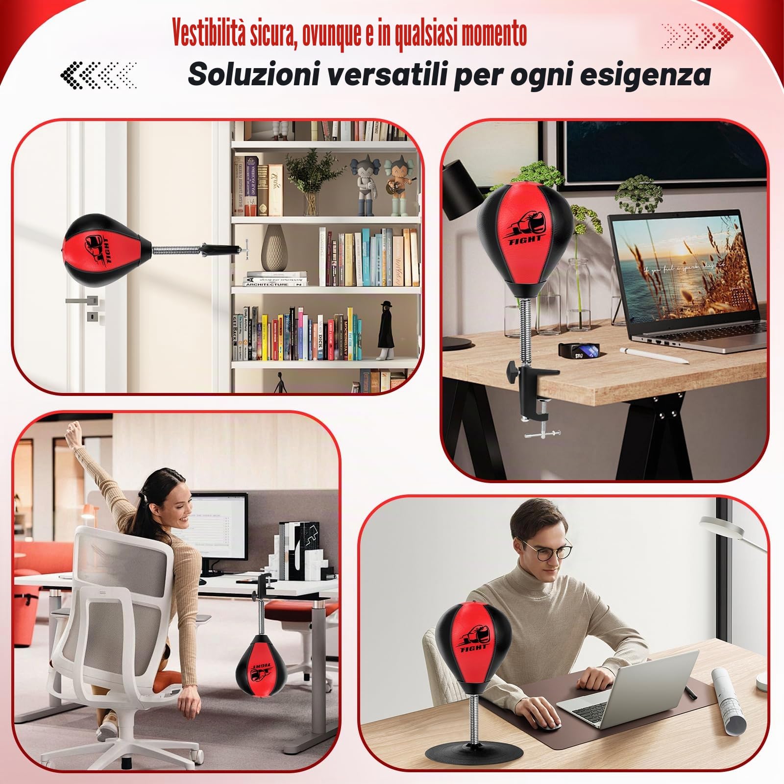 NZQXJXZ Sacco da Boxe da Tavolo, Punching Ball con Ventosa Super Forte e Morsetto da Scrivania per Tavolo da Ufficio e Banconi, Regalo Divertente per Amici o Colleghi