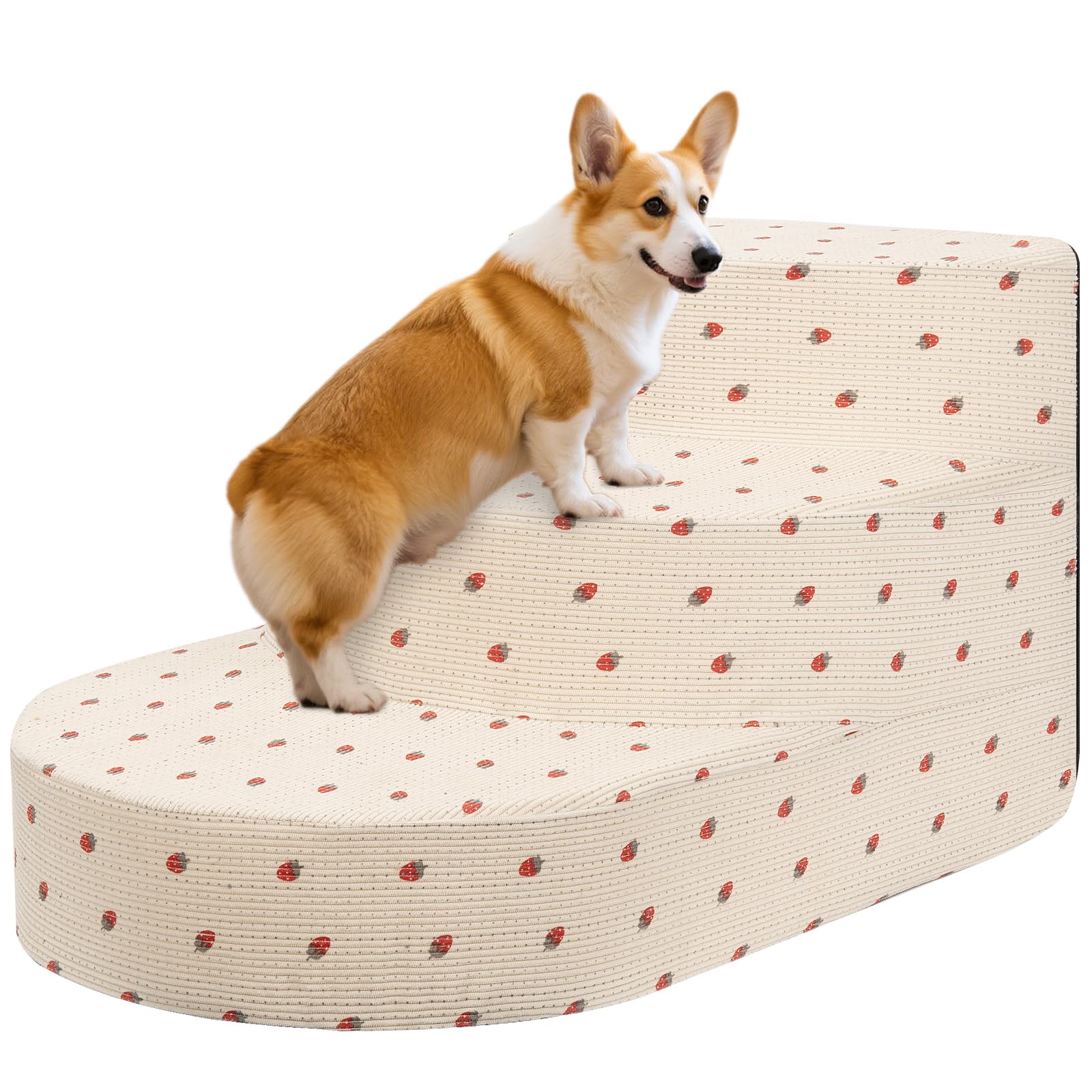 Scala per cani di piccola taglia, gradini in schiuma per cani e gatti di piccola taglia, 3 gradini, per letti alti, divano, finestra, divano, scale per animali domestici con copertura rimovibile e