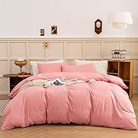 Vista 19 de ECOCOTT Juego de funda de edredón color azul neblina tamaño Queen, 3 piezas, 100% algodón lavado, 1 funda de edredón con cremallera y 2 fundas