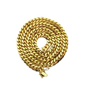LoveBling 10K Yellow Gold 6mm Solid Miami Cuban Link Chain Necklace w Box Lock Available in 18 -