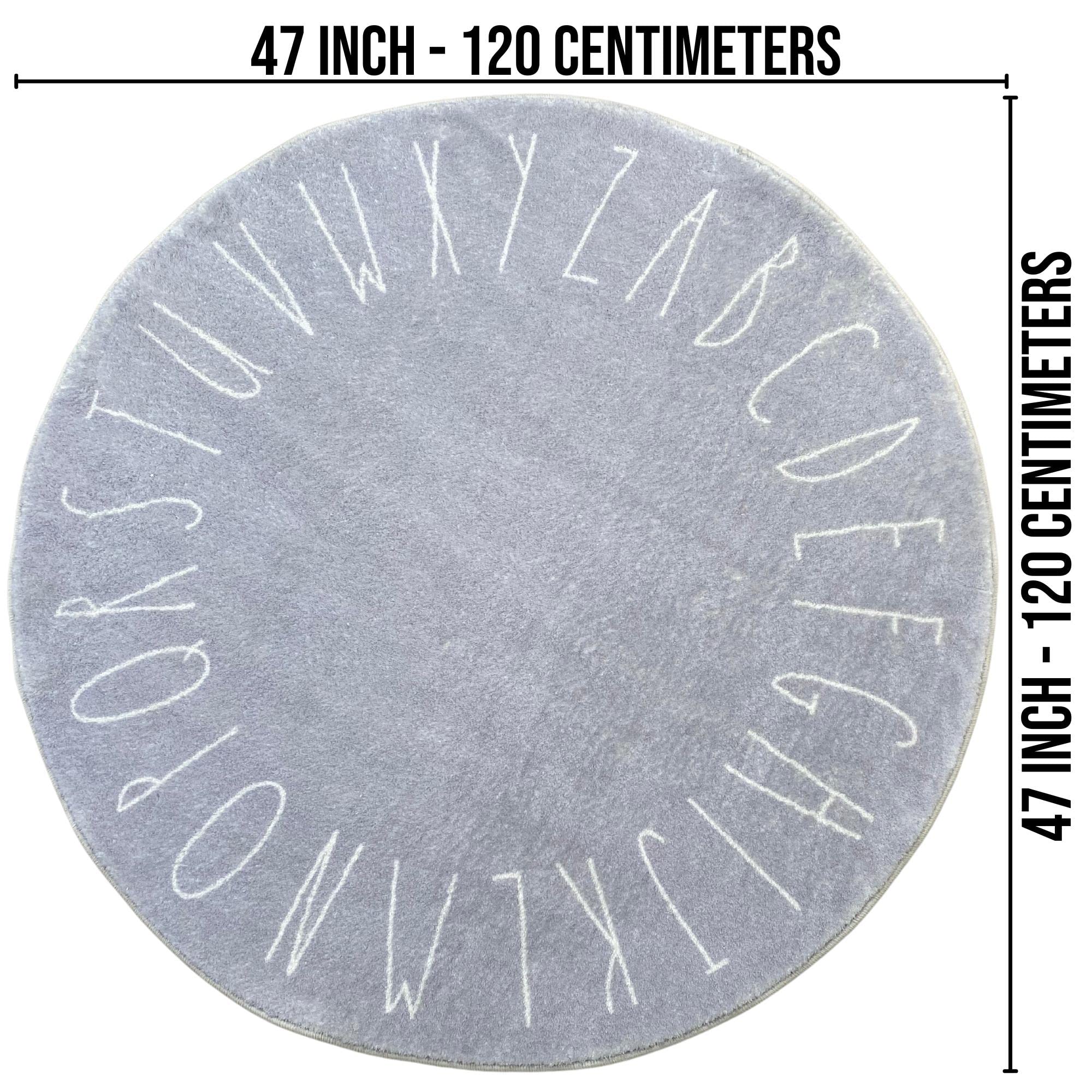Extreme Impact ABC Round Baby Rug for Nursery Large Alphabet Kids
