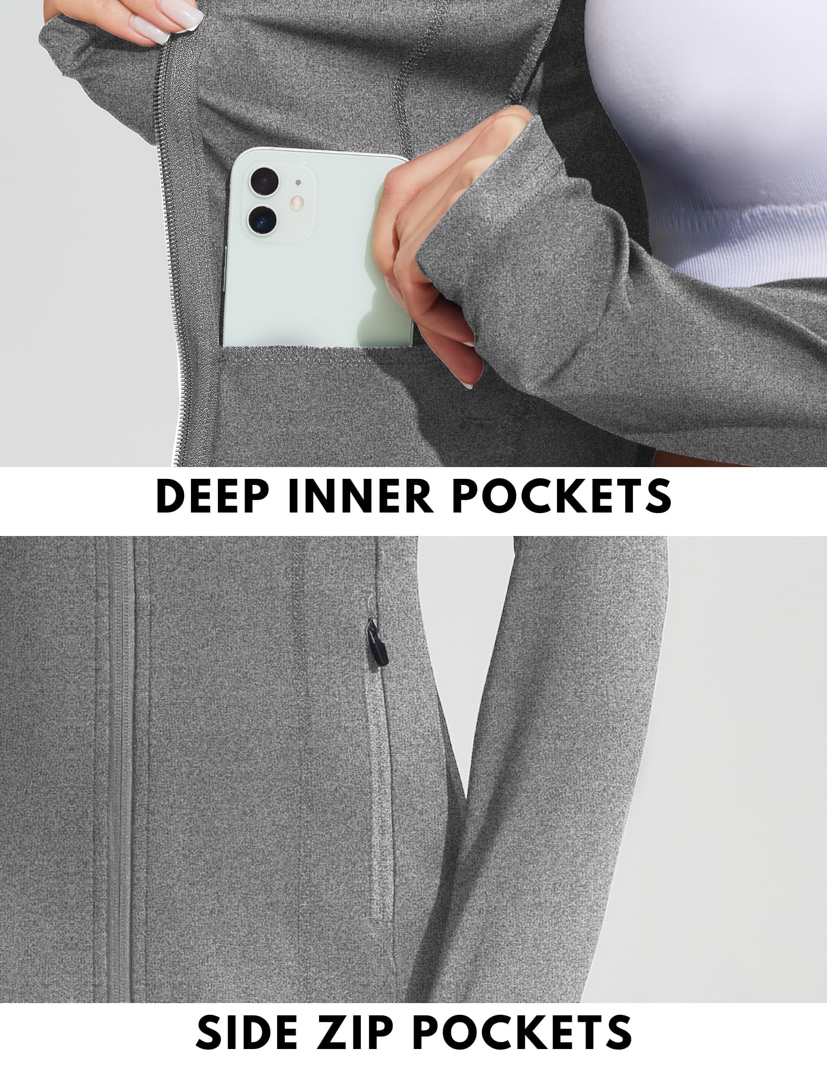 PINSPARK Chaqueta De Running Para Mujer Chaqueta Deportiva De Manga Larga Chaqueta De Entrenamiento Transpirable Chaqueta Ligera Con Cremallera