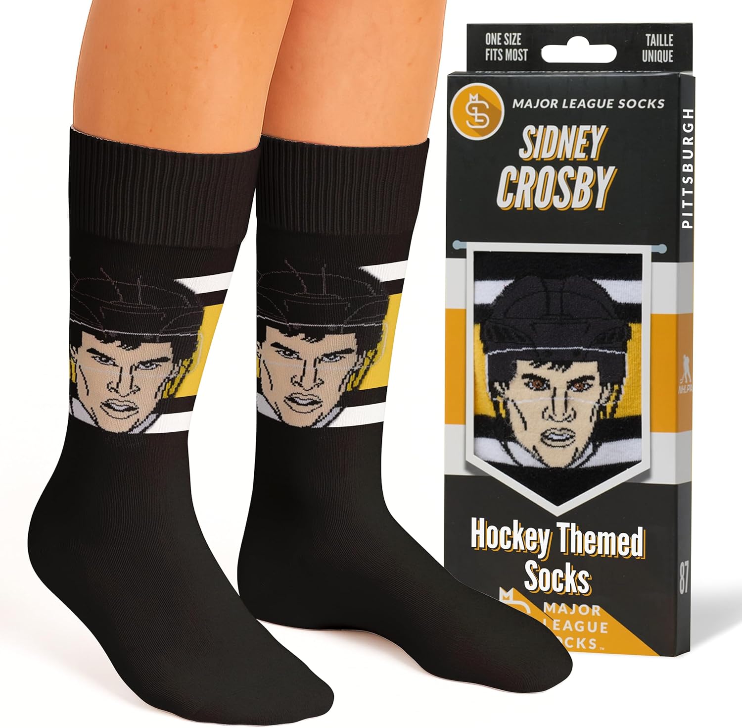 Major League Socks - NHL Pittsburgh - Various Players - Hockey Fan Holiday Gift Unisex Apparel (Size 7-13)