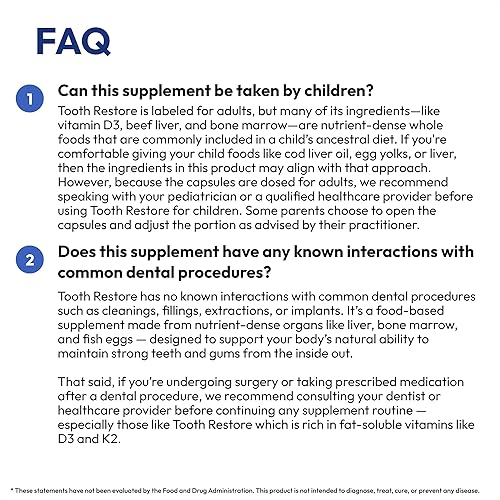 Miniatura 7 de Restauración dental para adultos con soporte remineralizante de encías, 180 cápsulas fabricadas en Estados Unidos, vitaminas dentales para dientes