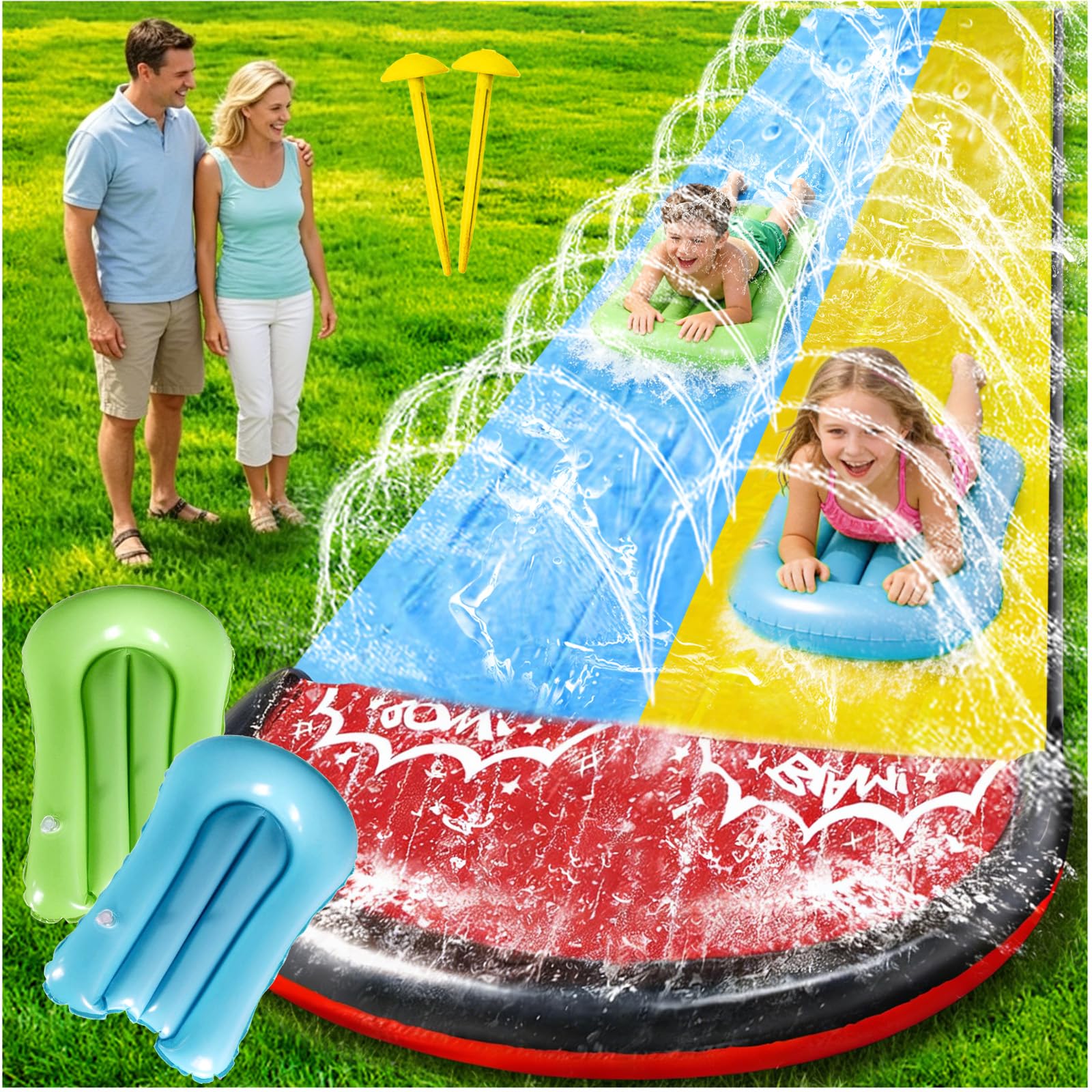 15.8ft/480cm Piscine Enfant gonflable avec toboggan,Toboggan pour Pelouse