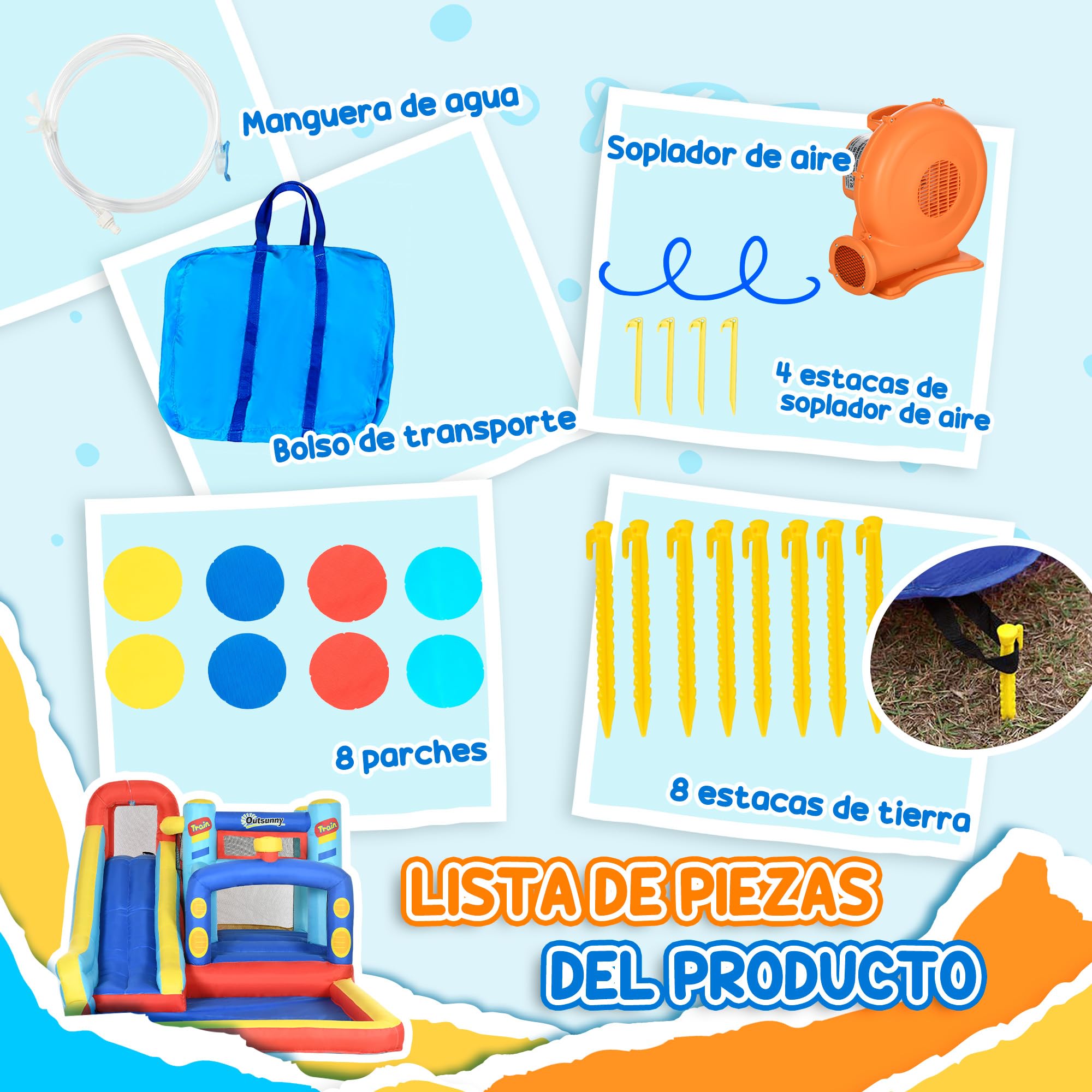 Outsunny Castillo Hinchable 4 en 1 3-8 Años 435x245x200 cm Multicolor