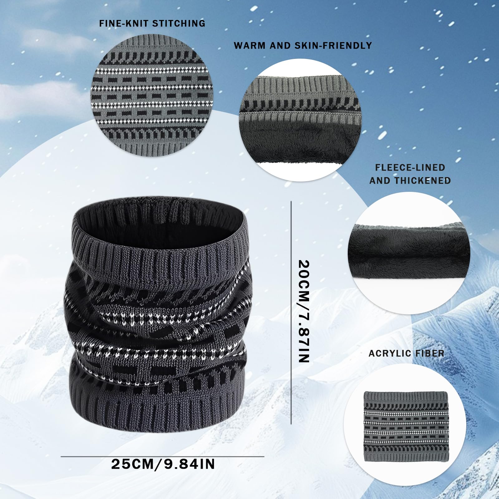 Conjunto Bufanda y Gorroy y Guantes Hombre,Cálida Bufanda Hombre Gorro Invierno con Forro Polar Guantes TermicosTáctiles,3 Piezas Regalos Ideales para Cumpleaños y Navidad