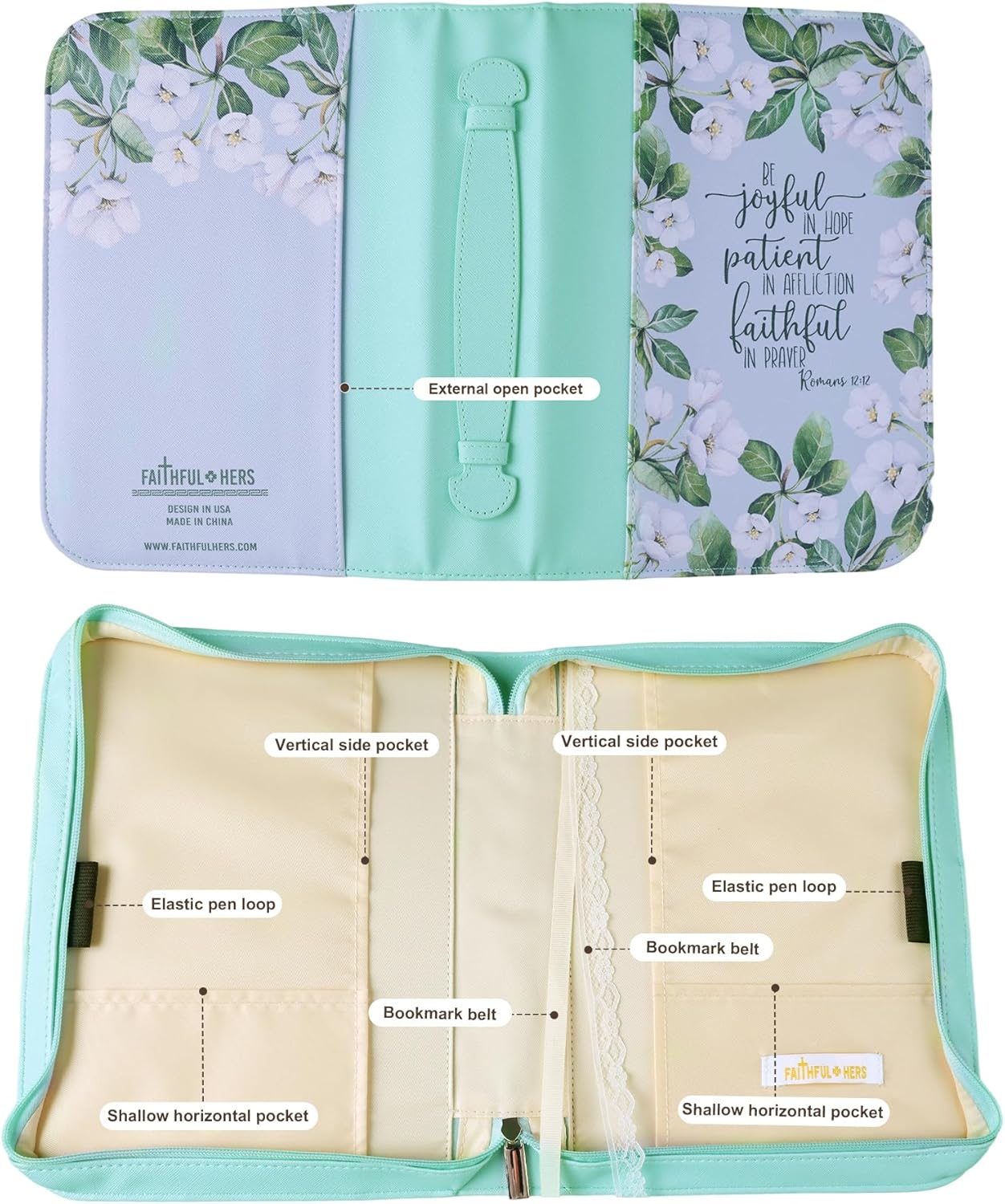 Bible Cover Case for Women PU Leather Woman Book Carrying Bag Bible Study Sipples Accessories with PU Bookmark Journaling Kit Christian Gifts - Image 5