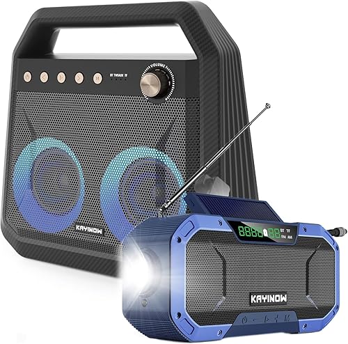 Altavoz Bluetooth impermeable Manivela de mano Radio de emergencia solar Portátil Digital AM FM Radio NOAA Radio meteorológica Linterna Cargador de