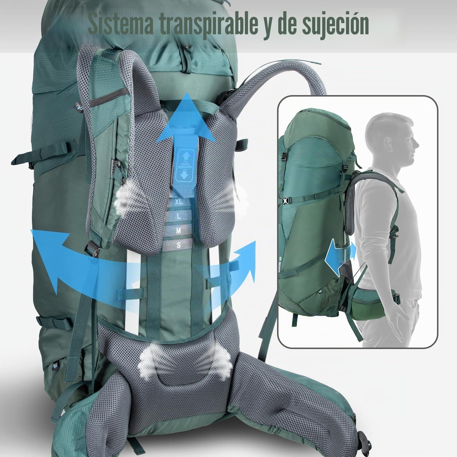 Night Cat 100L Ligero Mochila: 100 Litros Mochila de Senderismo para Hombres Wemen Mochila de Trekking Impermeable