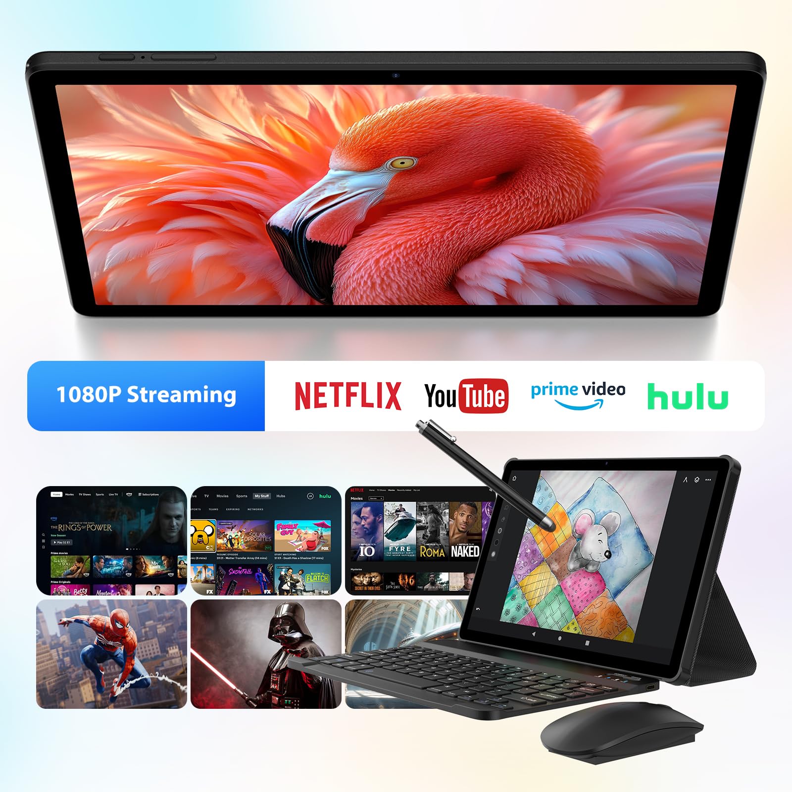 PIXGOOD 2025 2K Tablet 11 Pollici con Android 15, 36GB RAM+512GB ROM, 4G SIM LTE+5G WiFi, 2000 * 1200, Octa Core, 13MP+8MP, WidevineL1/9580mAh/BT5.0/OTG/GPS-Tablet in offerta con tastiera (Nero)