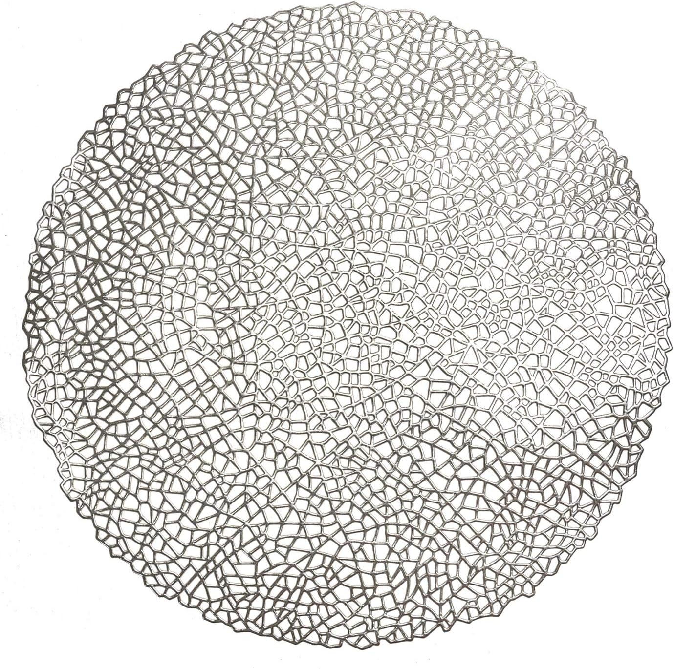 " OCCASIONS " 120 Pieces Pack Pressed Vinyl Metallic Placemats/Wedding Accent Centerpiece Placemat (Mystique, Silver)