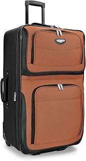 Amsterdam Expandable Rolling Upright Luggage, Orange, Checked-Large 29-Inch