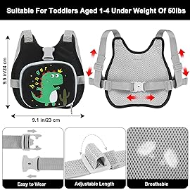 Accmor Toddler Harness Leash+ Anti Lost Wrist Link, Cute Dinosaur Kids Harness with Leash, Collapsible Child Leash Baby Walking Wristband Assistant Strap Belt for Boys