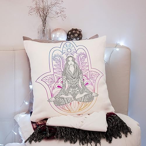 Miniatura 3 de Fatima's Hand Art Deco Square Throw Pillow Covers - Spiritual Home Decorative Pillowcase - Yoga Housewarming Gift Cushion Covers - White Purple