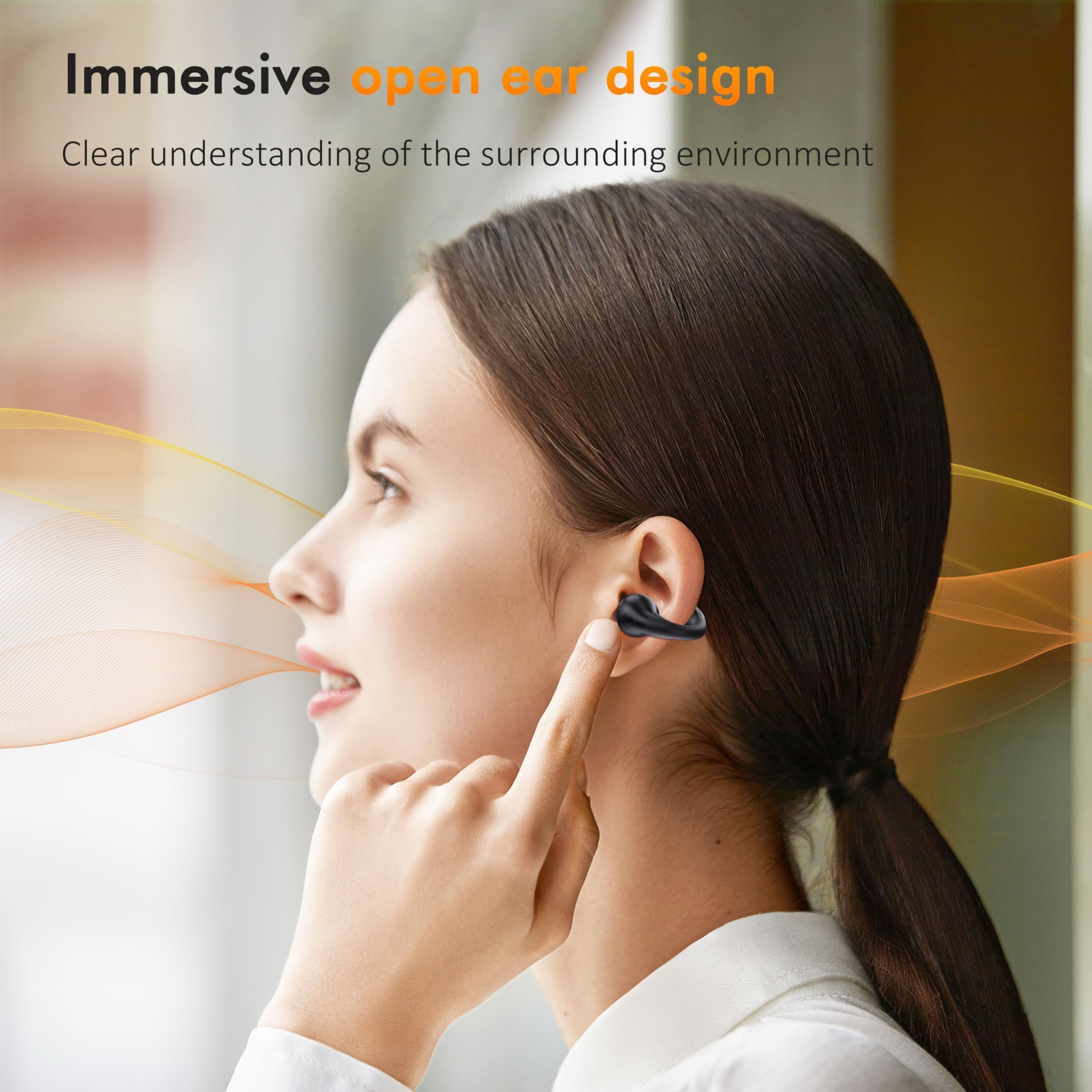 Paekole Ultra Open Ear Earbuds – Clip On Bone Conduction Headphones, Super Comfort Ear Buds for All Day Wearing, Lightweight Bluetooth Earbuds with Digital Charging Case Fit Running Workout — view 3