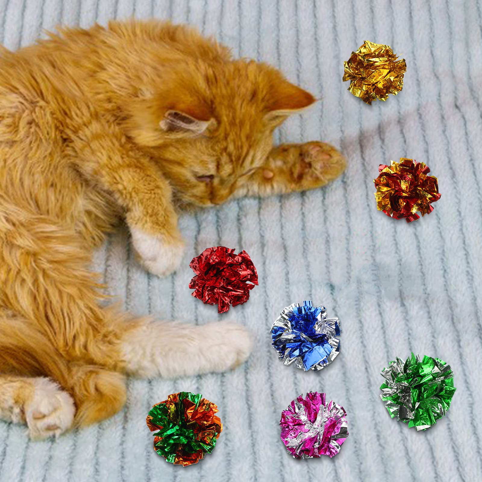 Silkfly Crinkle-Bälle aus Polyesterfolie, Katzenspielzeug, 6 cm, interaktiver Knisterball, bunte Bälle, Kauspielzeug für Katzen, Jagd, Spielzeug zieht Katzen an, für Indoor-Katzen und Kätzchen, um fit
