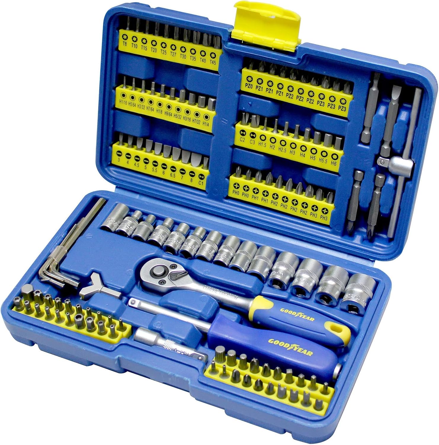 130pc Socket Set + Screwdriver Bits Including 72Teeth Ratchet Handle