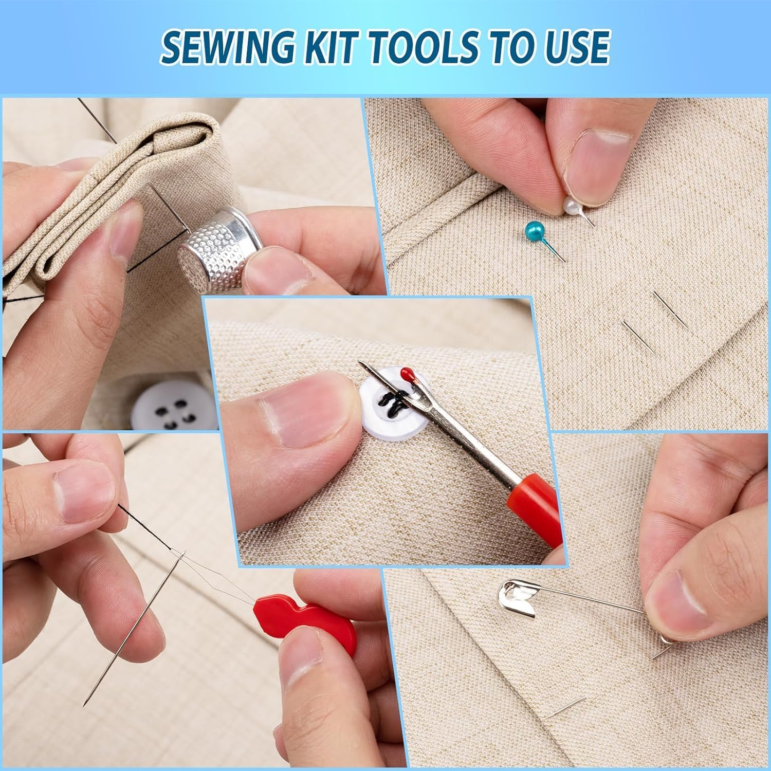 Sewing Kit, Fapiwen Home Sewing Kit, DIY Sewing Supplies for Adults and Kids, Sewing Supplies and Accessories Contains of Thread of 100m, Sewing Needles and Tape Measure Ewing Kit, Needle Thread Box 1