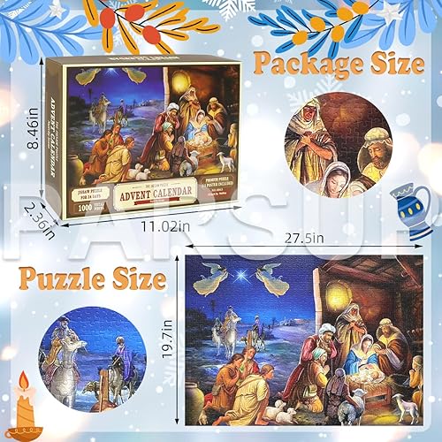 Miniatura 9 de Calendario de Adviento de Navidad 2023 - Tienda de Navidad, 1000 piezas de rompecabezas navideños para niños y adultos, 27.6 x 19.7 pulgadas, 24