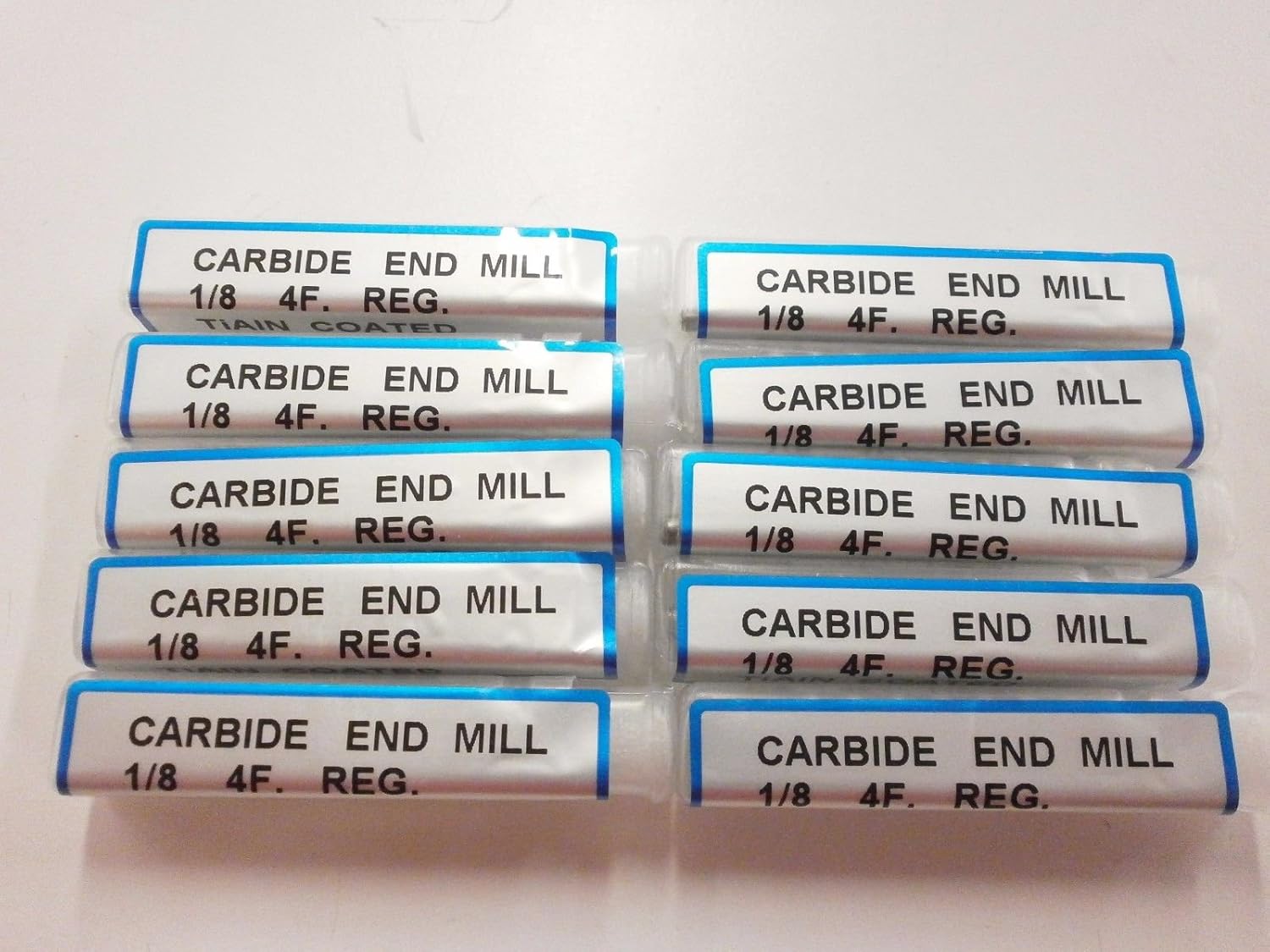 10pc) 1/8" YG1 Generic Solid Carbide End Mill TiAlN Coated .125 YG-1 4 Flute Endmill