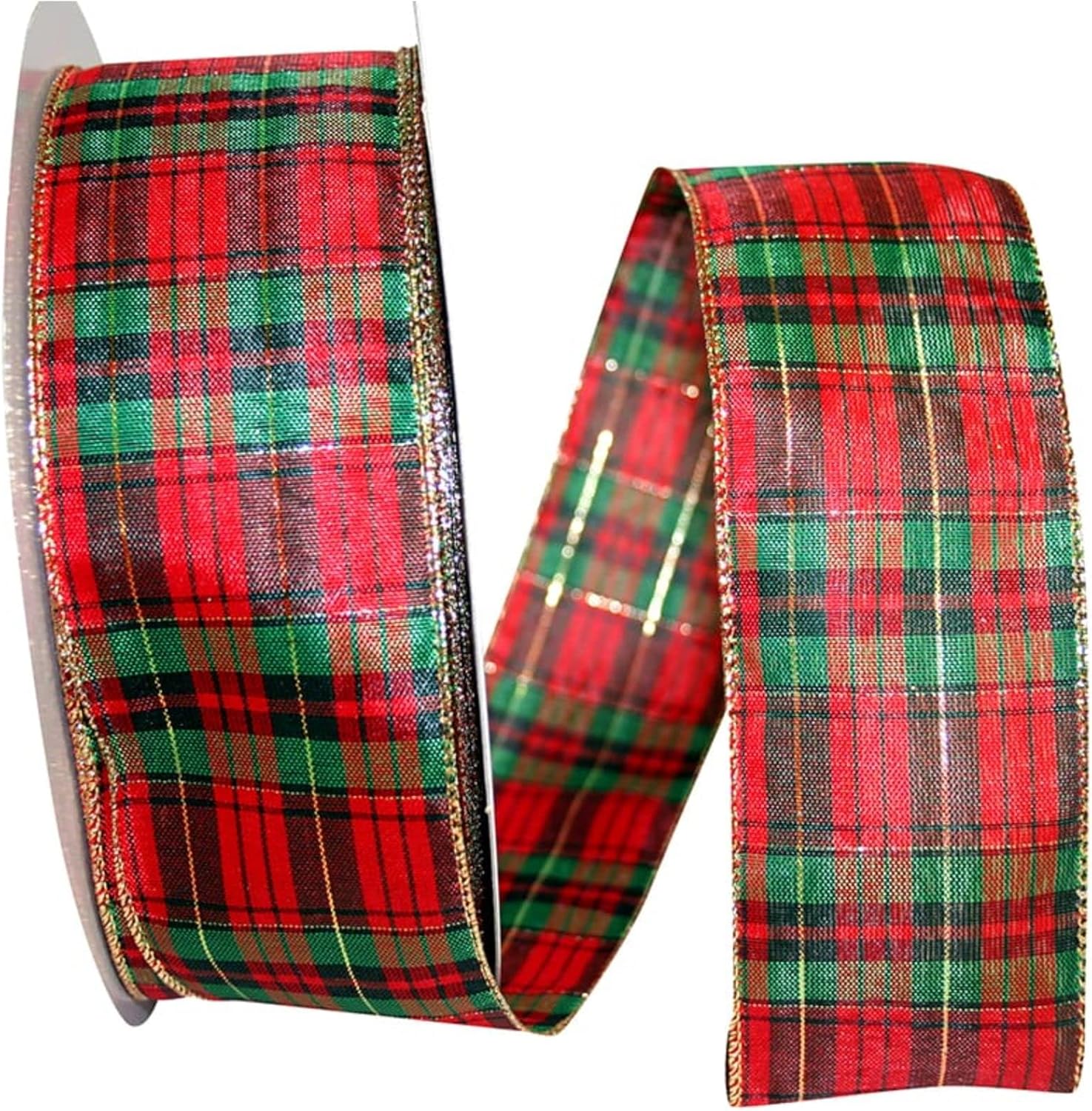 Reliant Ribbon Mcshay Plaid Value Wired Edge Ribbon, 2-1/2 Inch X 50 Yards, Multi