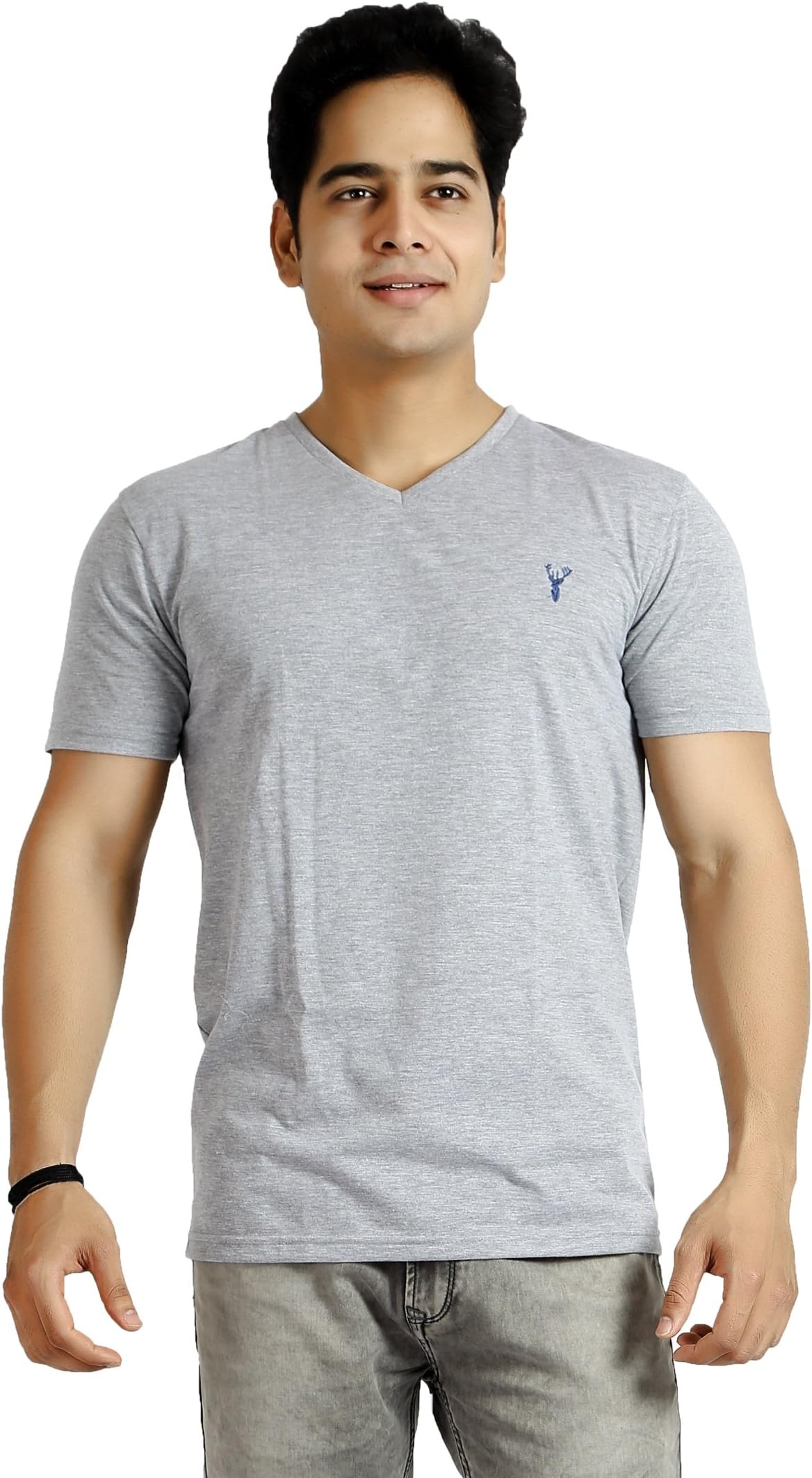 Basilio Men's V-Neck-Half Sleeves Cotton T-Shirt