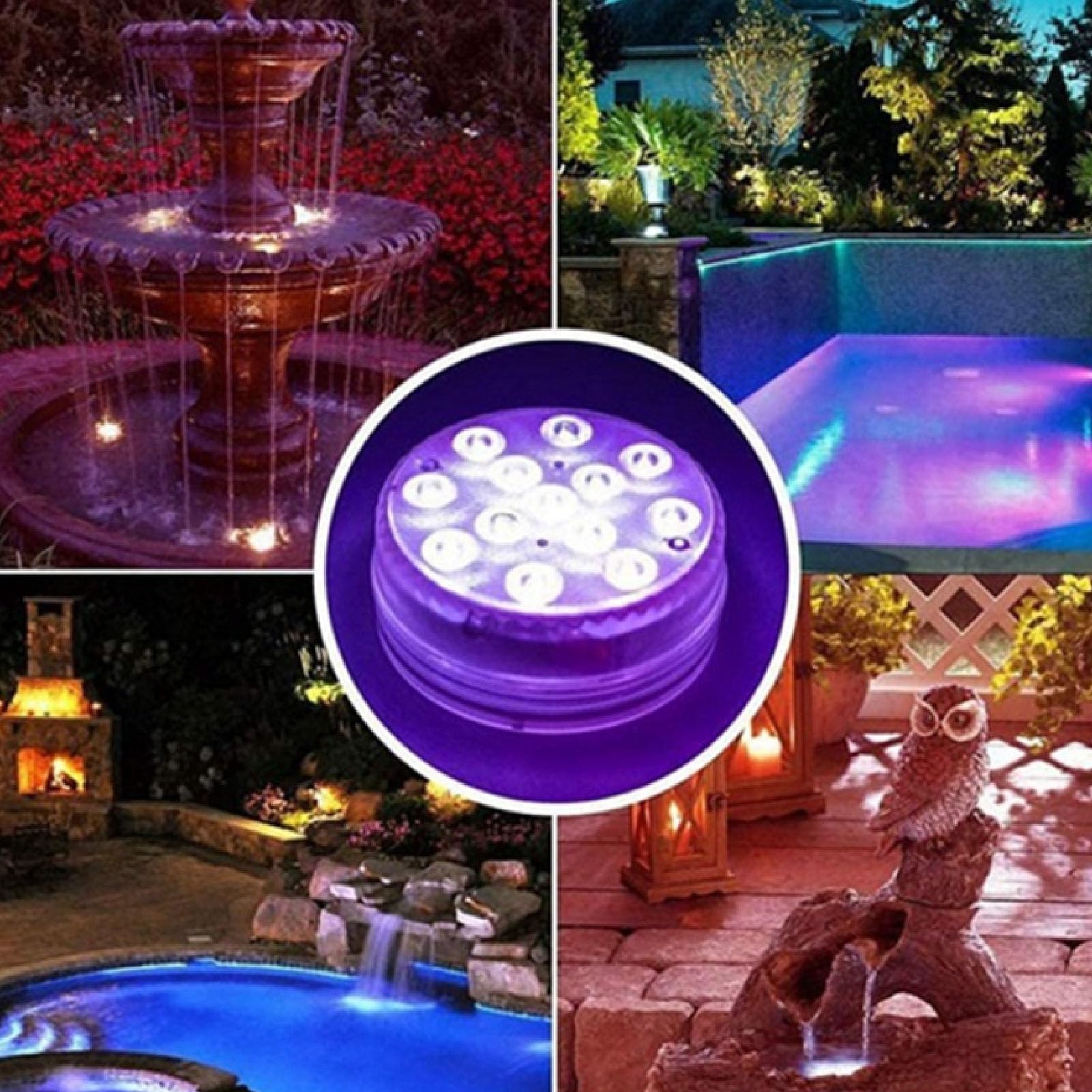 Respicefinem 4pcs Luci a LED Sommergibili per Piscina IP68 con Telecomando Magneti e Ventosi Luci Sottomarine Intermedie per Piscine Vasche e Giardini d'Acqua