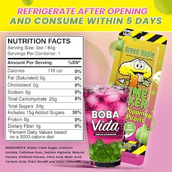 BobaVida Sour Green Apple Slime Licker Popping Boba Pearls - 10 Pack