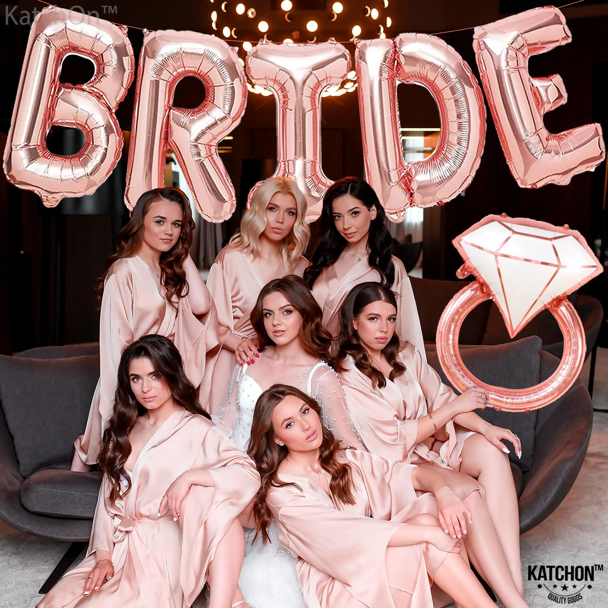 KatchOn, Giant Bride Rose Gold Balloons - 40 Inch | Bride Balloons Bachelorette for Bachelorette Party Decorations | Rose Gold Bride Balloon for Bridal Shower Decorations, Bachelorette Party Favors