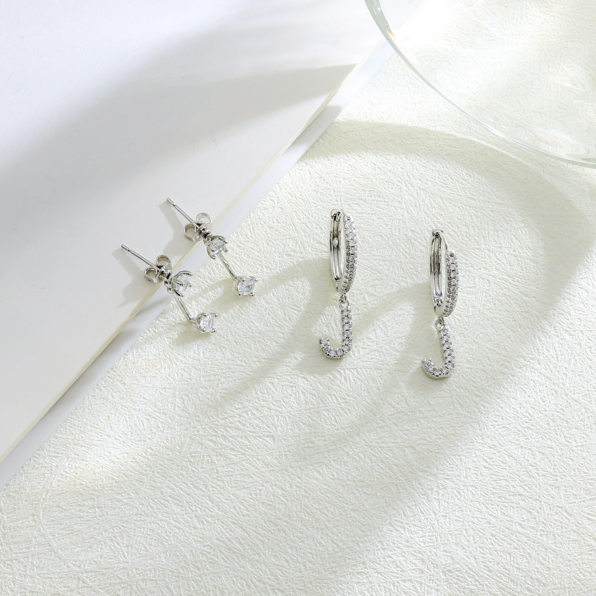 Seleneva 2 Paia Orecchini Cerchio Donna, Argento 925 Iniziale Orecchini a Cerchio A-Z Ipoallergenico Orecchini a Lobo Piccoli per Fori Multipli