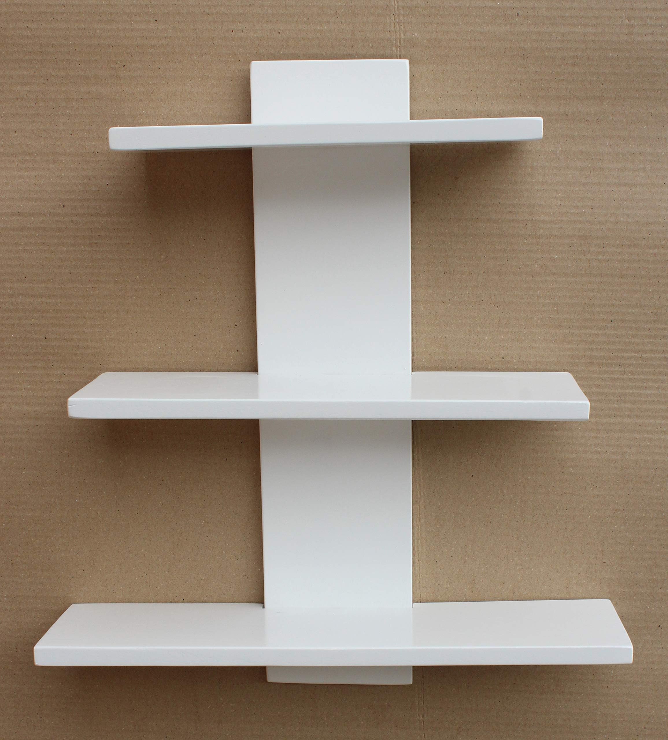 BOIS ART Decorative Tree Shaped Wall Mounted Shelf Set of 3 White/Display Decor Wooden Decoration Dining Dark Storage Multipurpose Shelves (White)