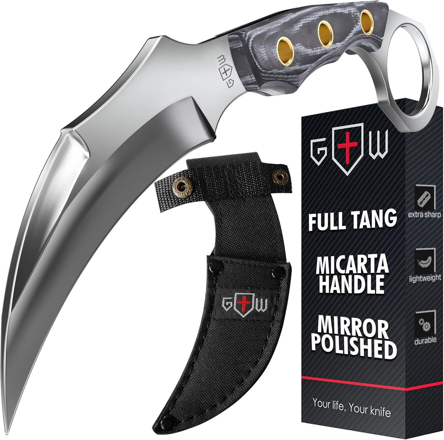 Karambit Knife with Sheath Small Fixed Blade Knofe