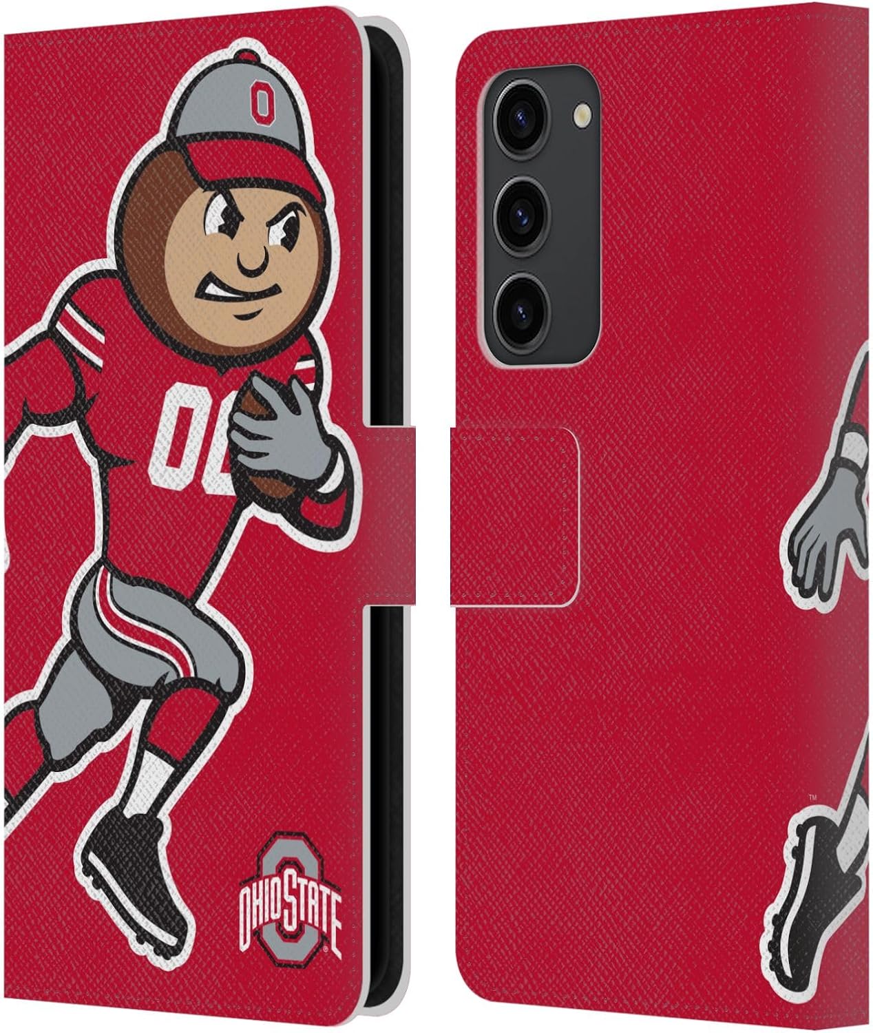 Head Case Designs Officially Licensed Ohio State University Mascot Oversized Football Graphics Leather Wallet Case Compatible with Samsung Galaxy S23+ 5G