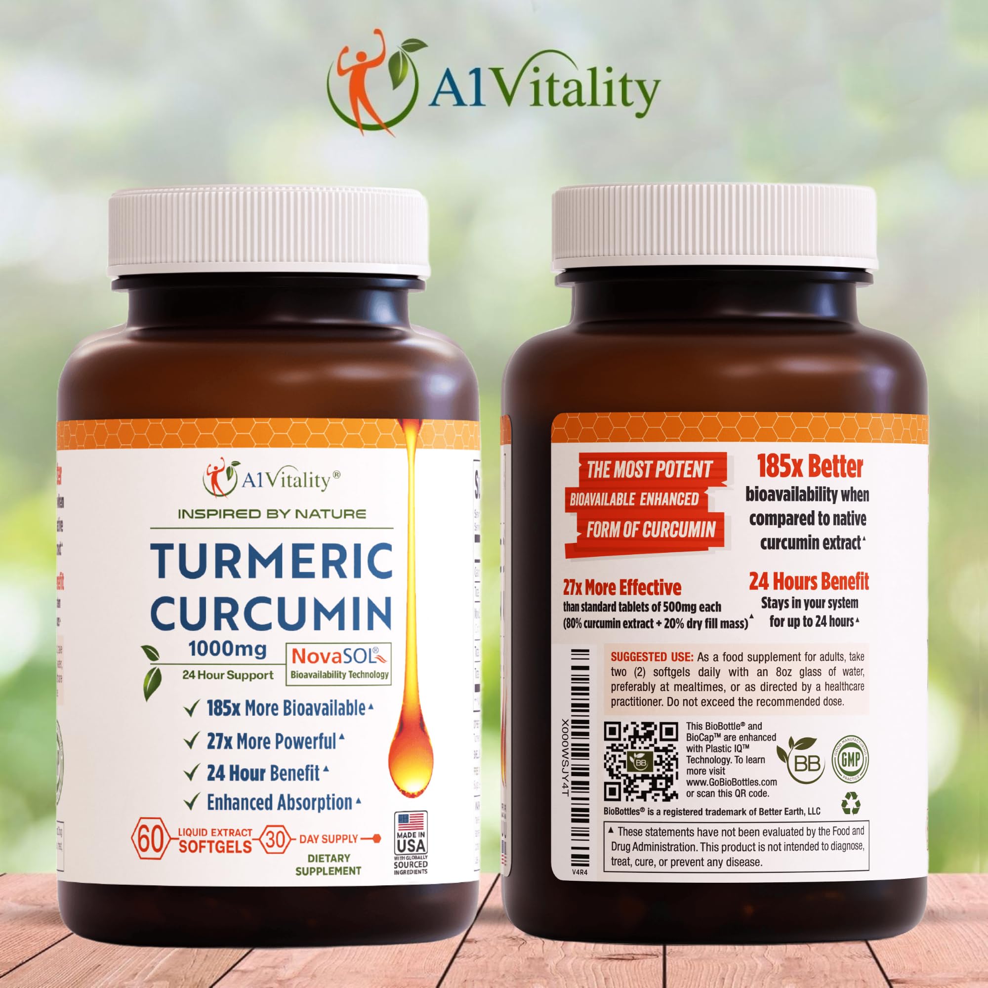 NovaSOL Turmeric Curcumin 1000mg – Clinically Proven 185x Higher Absorption – Promotes Joint Comfort, Mobility & Overall Wellness – Non-GMO, Doctor Formulated, 60 Softgels. — Amazon image 6