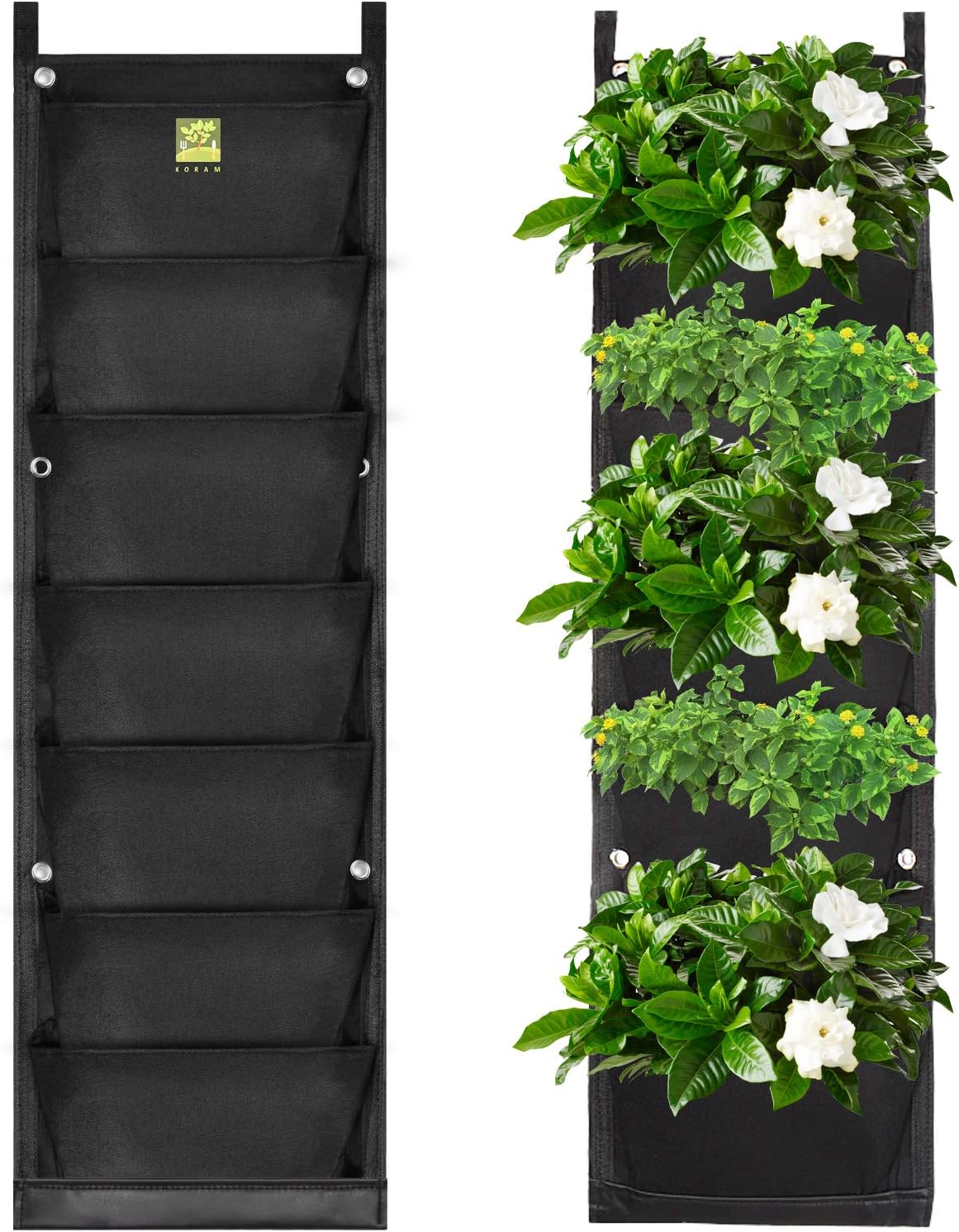 KENTING KORAM 7 Pockets Hanging Flower Bag, Vertical Greening Container Flower Pouch Hanging Planter for Growing Plant Strawberry Herb Indoor Outdoor - 10pcs Plant Tags