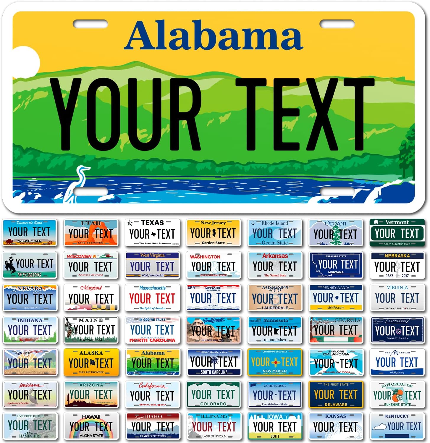 Custom Alabama License Plate, Personalized 50 States Fake