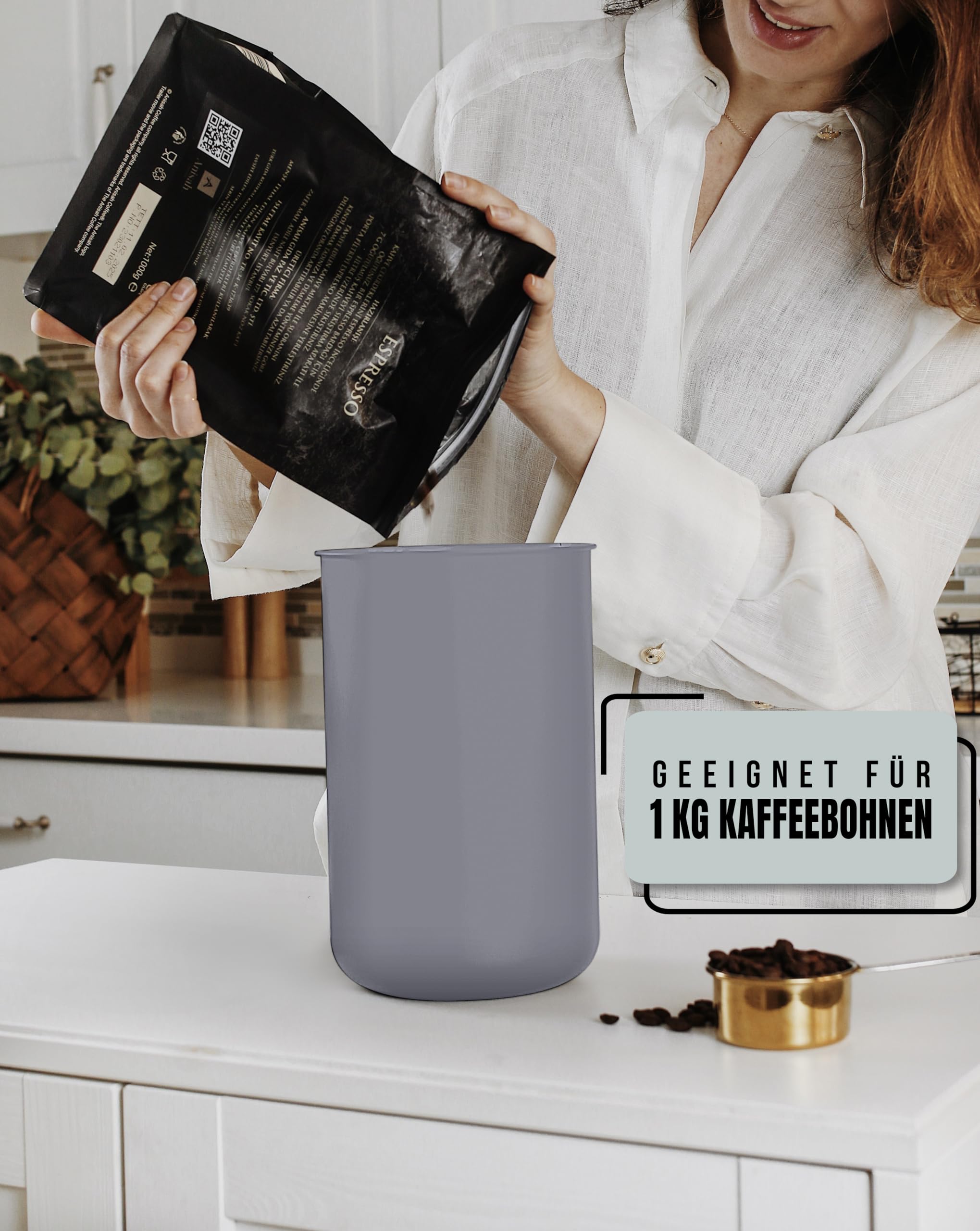 KC Kitchen & Co. Airtight Coffee Canister for 1 kg Coffee Beans, Stainless Steel Storage Jar with Vacuum Lid & Aroma Seal - Image 3