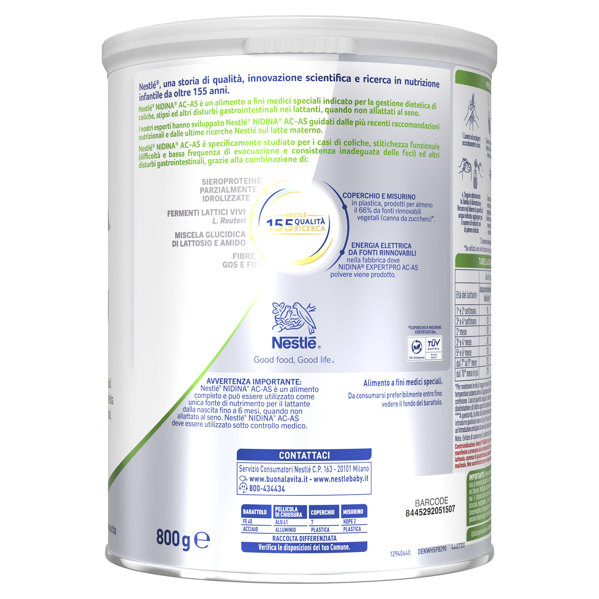 NIDINA EXPERT PRO AC-AS Alimento a fini medici speciali in polvere, Latta 800g