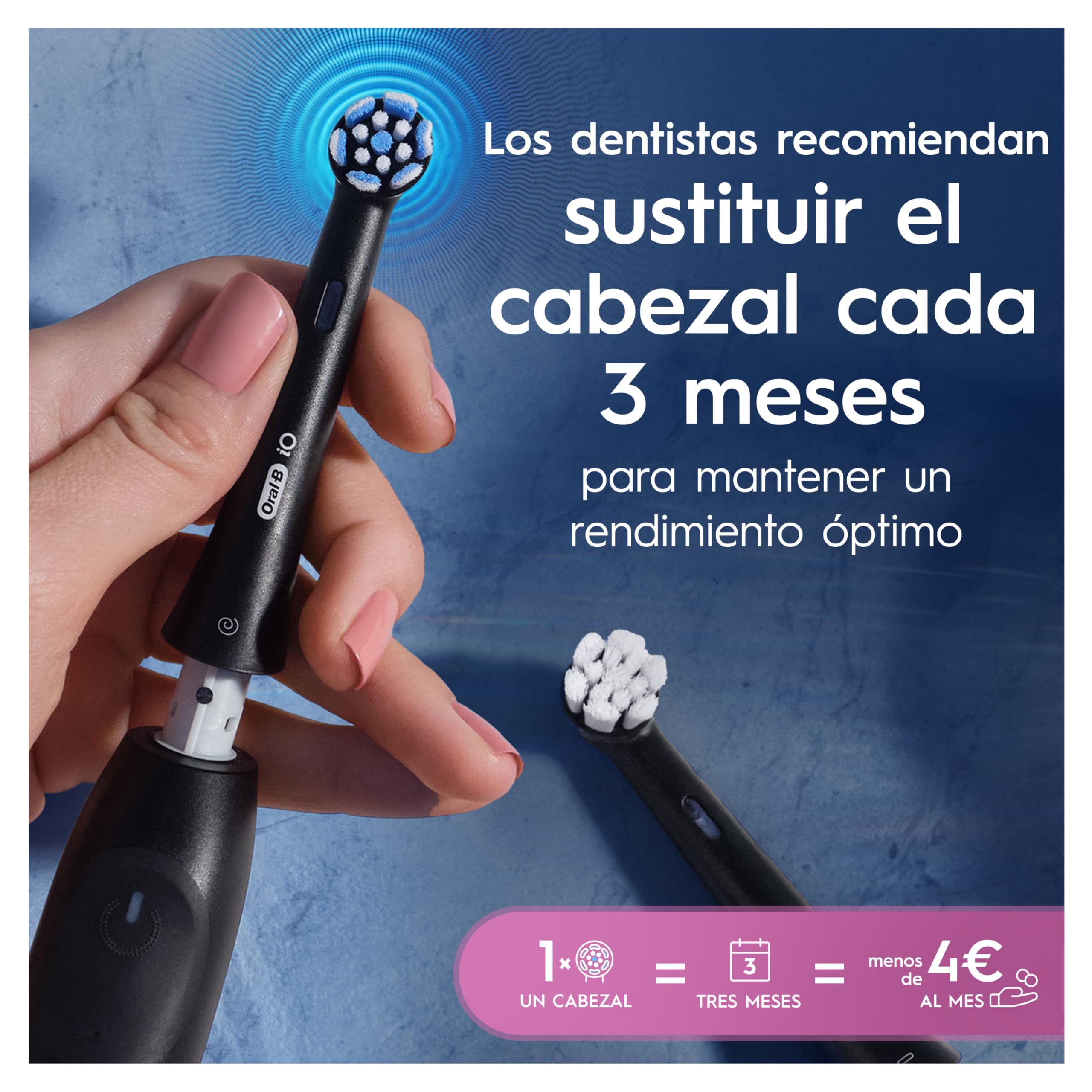 Oral-B iO Gentle Care Cabezales de Recambio Originales, Blanco, Pack de 4 - Recambios para Cepillos de Dientes Eléctricos Oral B iO, Cepillado Delicado para Encías Sensibles, Filamentos Suaves