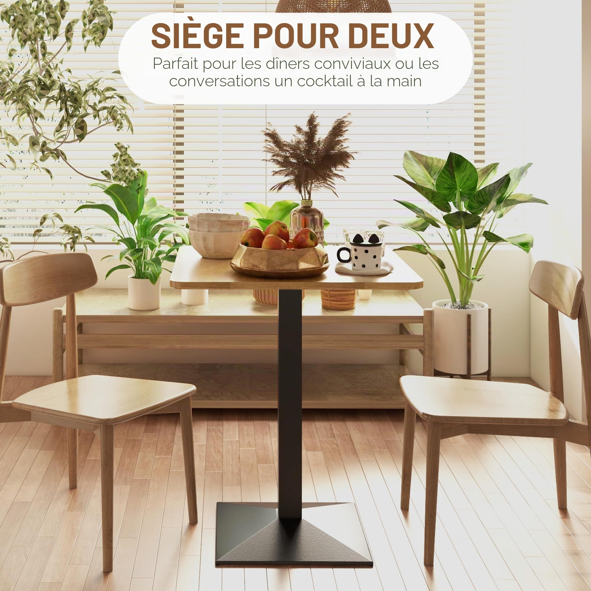 HOMCOM Table à Manger carrée pour 2 avec Plateau Effet Bois Marron foncé