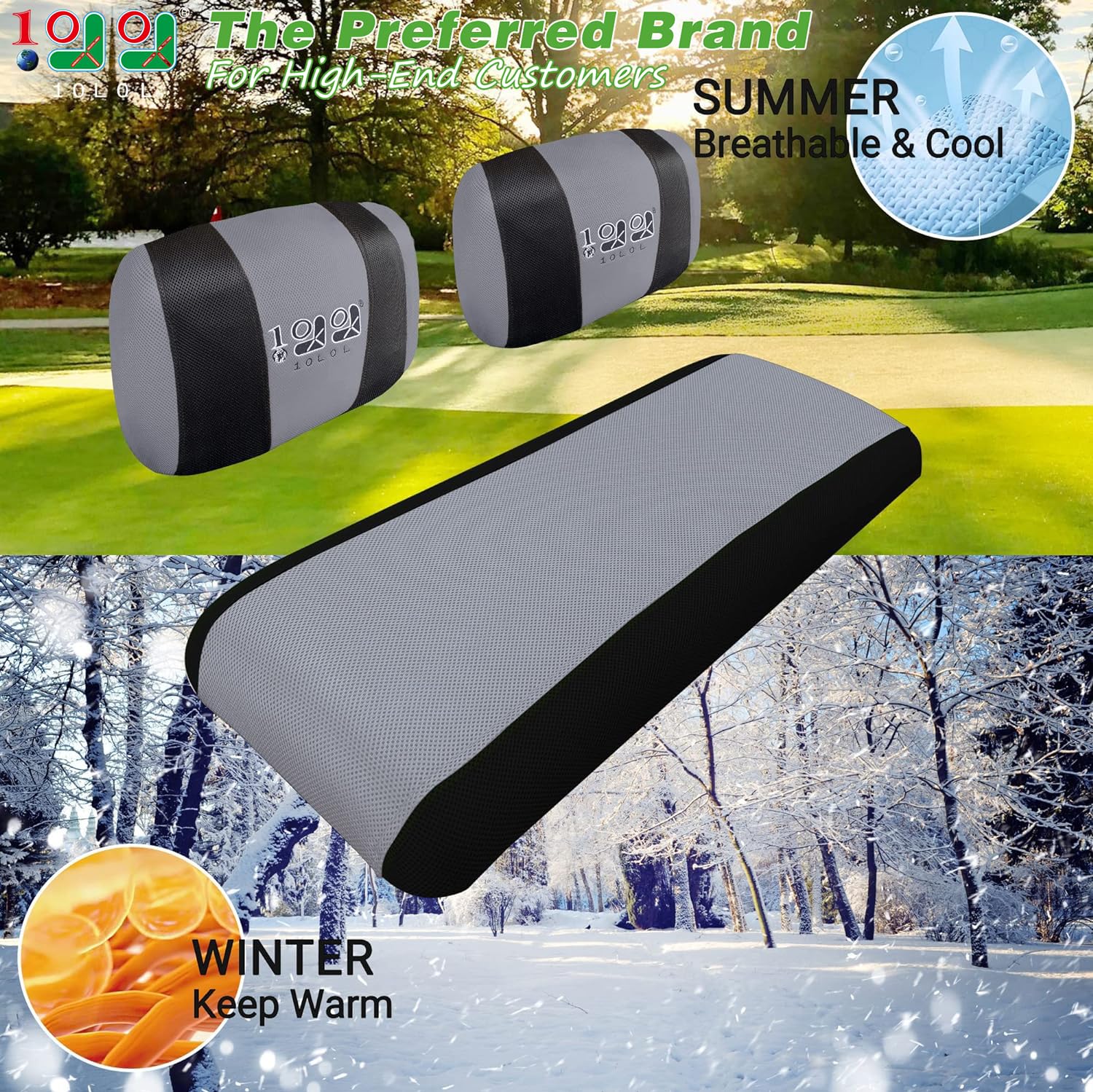 10L0L Golf Cart Front & Rear Seat Covers Full Set for Yamaha G2 G8 G9 G11 G14 G16 G19 G20 G21 G22 & Club Car DS Pre-2000, Tomberlin Emerge E2, for EZGO Marathon, Fits 4 Passenger Seat Golf Cart