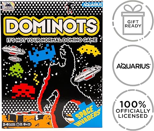 Miniatura 7 de AQUARIUS Space Invaders Dominots - Juego de azulejos con temática de Space Invaders - Diversión familiar para niños y adultos - Mercancía y