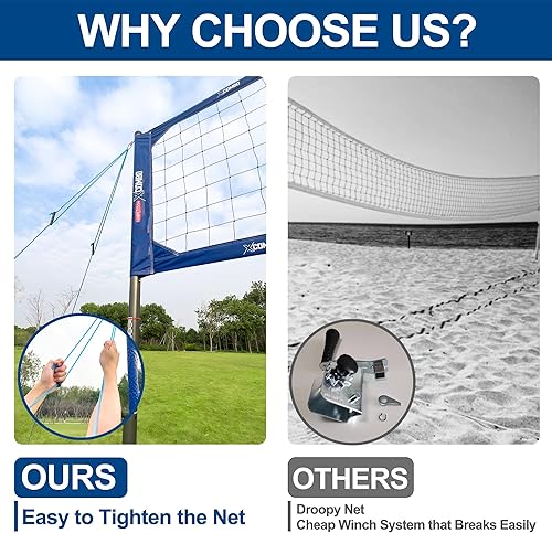 Miniatura 2 de Juego de red profesional de voleibol resistente para patio trasero al aire libre portátil con postes de puntuación de altura ajustable de aluminio,