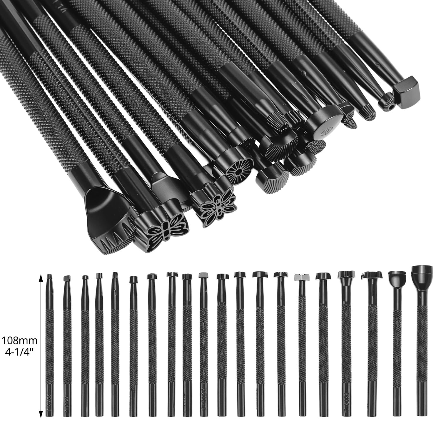 QWORK Strumenti per timbratura in pelle, kit per timbratura in pelle con 20 modelli, strumenti per timbratura in pelle, set di punzonatura a sella di diverse forme, kit per intaglio in pelle