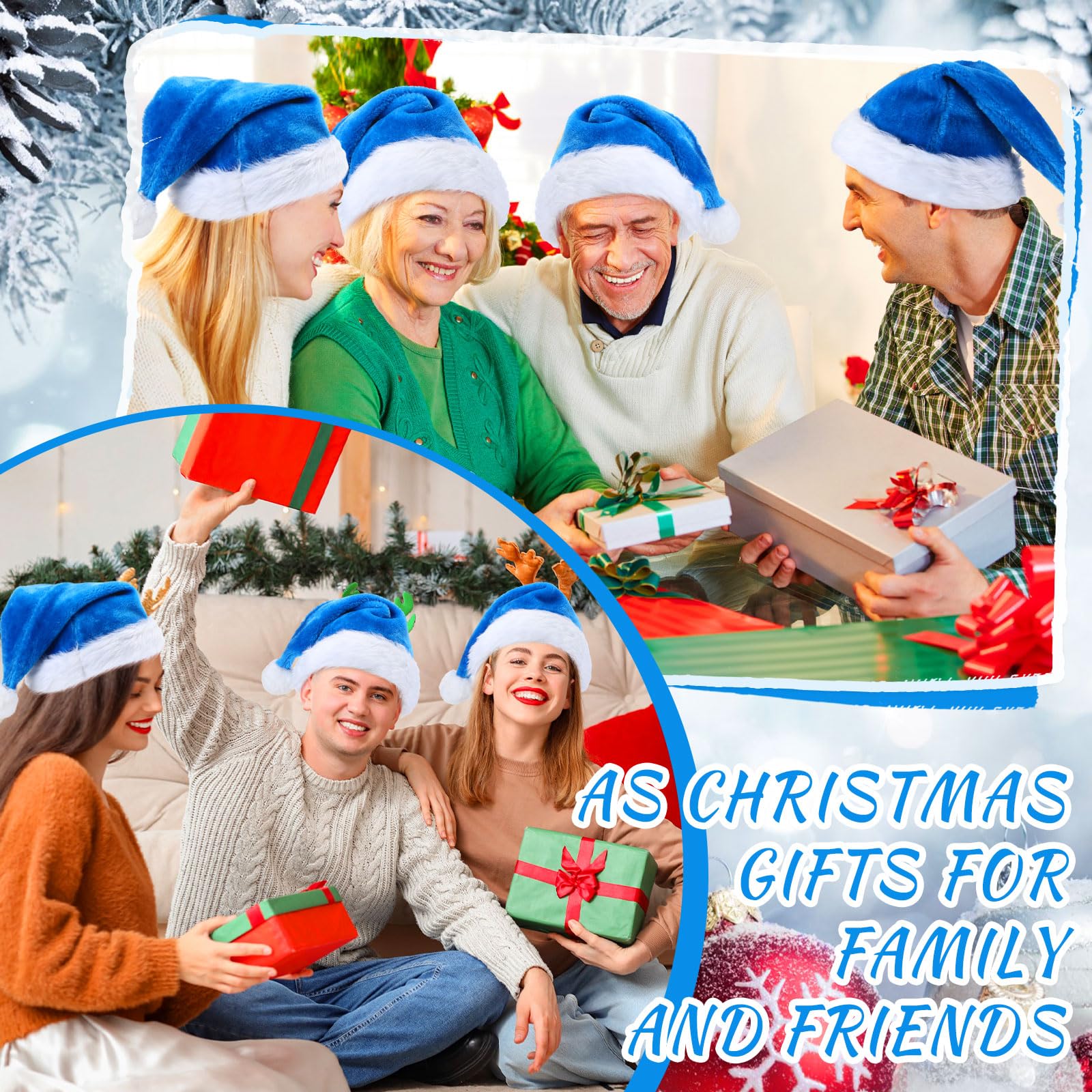 Vicenpal 50 sombreros de Papá Noel a granel, sombreros de Navidad de terciopelo de felpa para hombres y mujeres, suministros de fiesta de Navidad