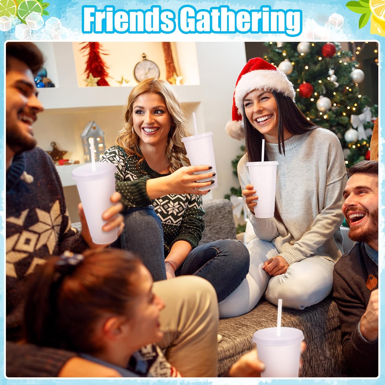 24 Pack Plastic Tumblers With Lids and Straws, Reusable 24 oz Colorful Cups for Parties, Birthdays, Iced Coffee, Cold Drinks (Stylish Colors-White) - Image 6