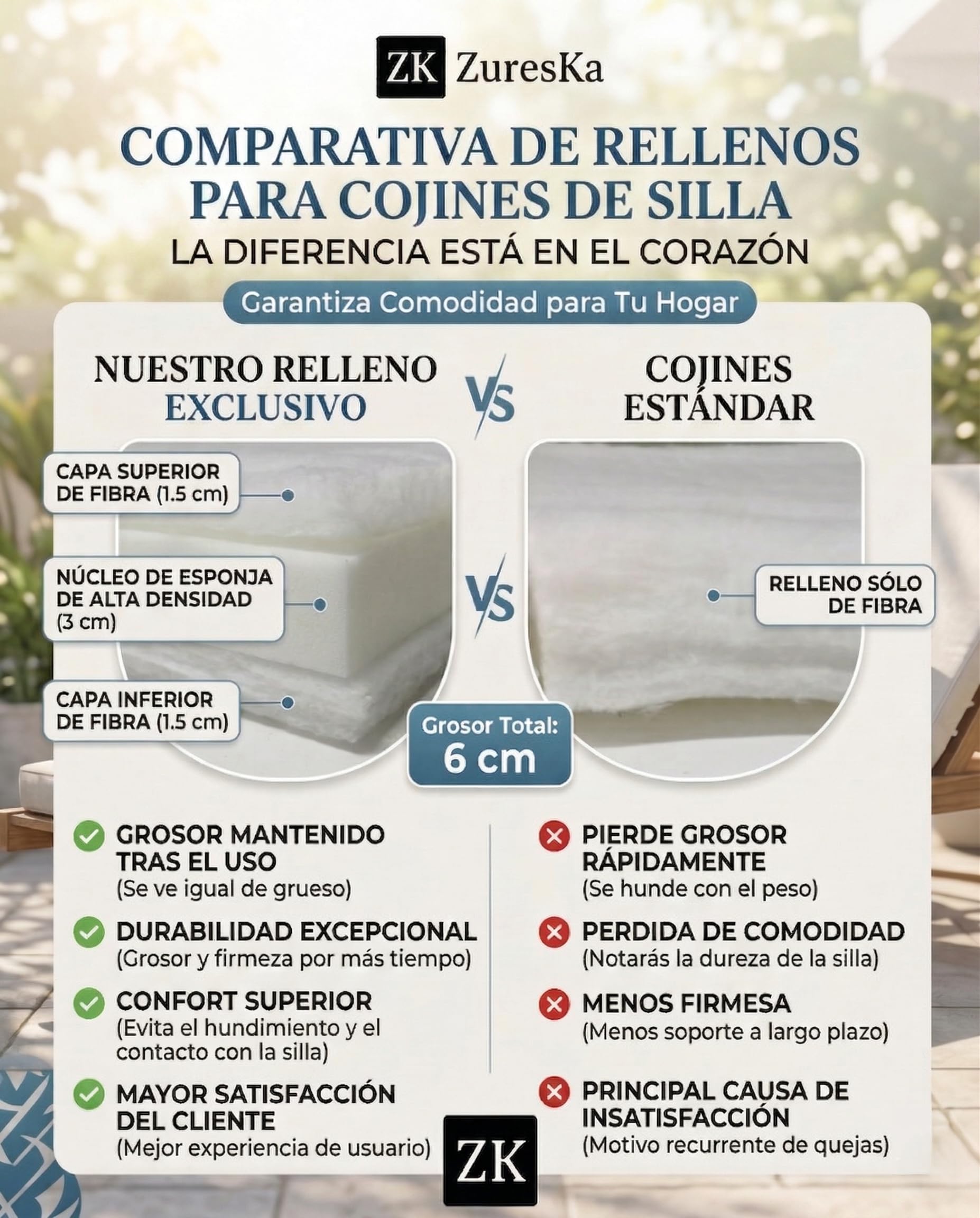 Cojines Sillas Jardin con Respaldo 120x50 (6 cm Grosor Espuma Alta Densidad). Cojines Hamacas. Cojines Sillas Terraza. Cojines Exterior. (2, Rayas_Azul)