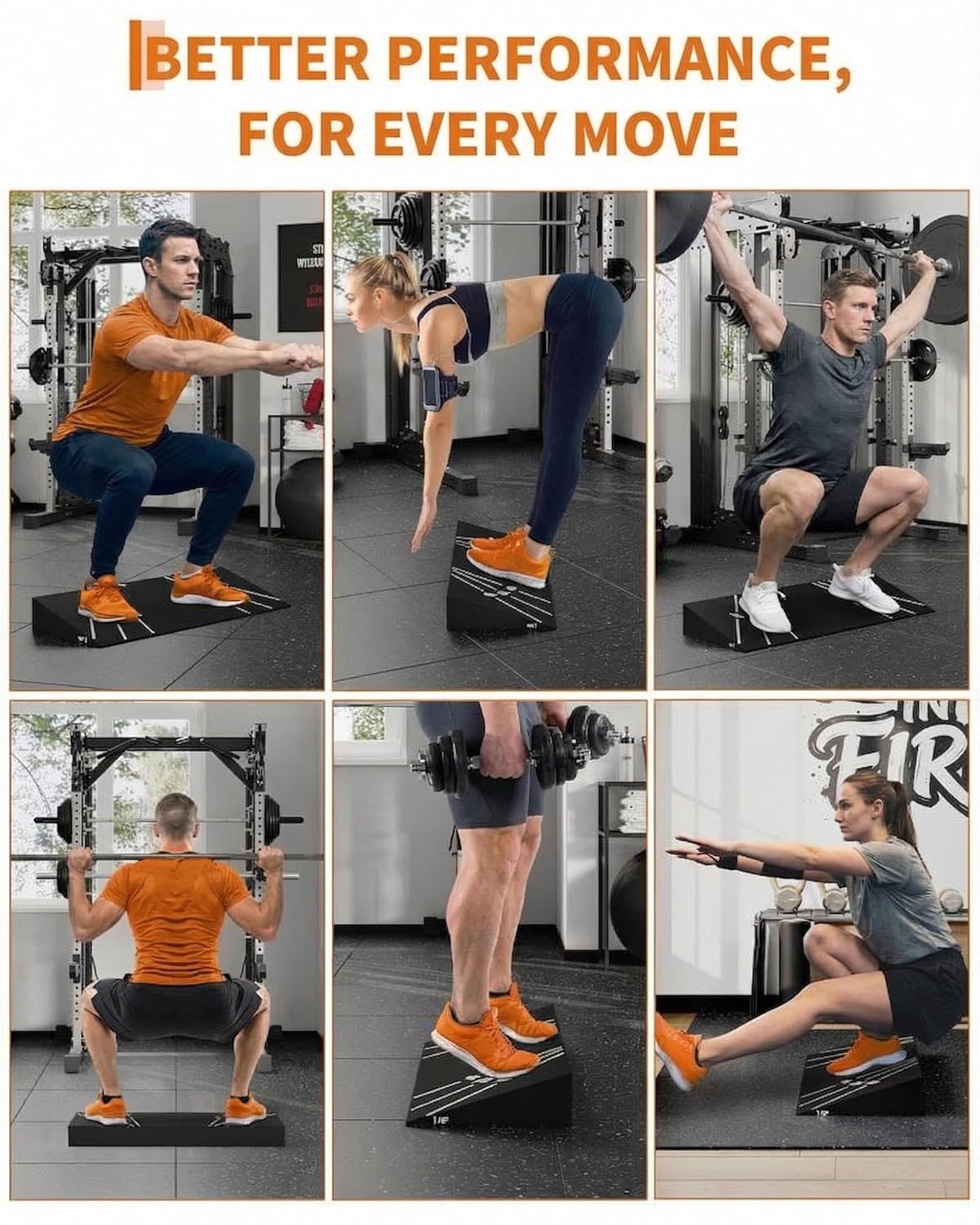 Squat Ramp Block 15° Heel Elevated Slant Board for Squats, Knees over Toes, Weightlifting & Calf Stretch, 1000lb Capacity Non-Slip One-Piece Squat Ramp, Home Gym Fitness Accessory for Men Women