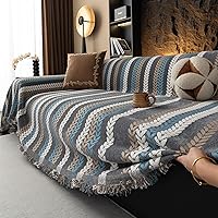 Vista 173 de VClife funda boho de sofá de felpilla para sofá seccional, funda antideslizante para sofá de 2 plazas, protector para mascotas con borlas, funda